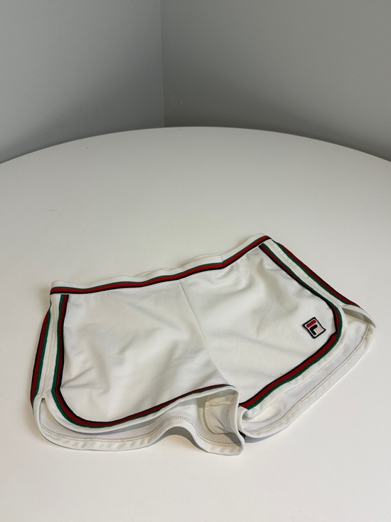 Fila Pants - Fila White Athletic Shorts Vintage 70’s/80’s with Green & Red Stripe Trim